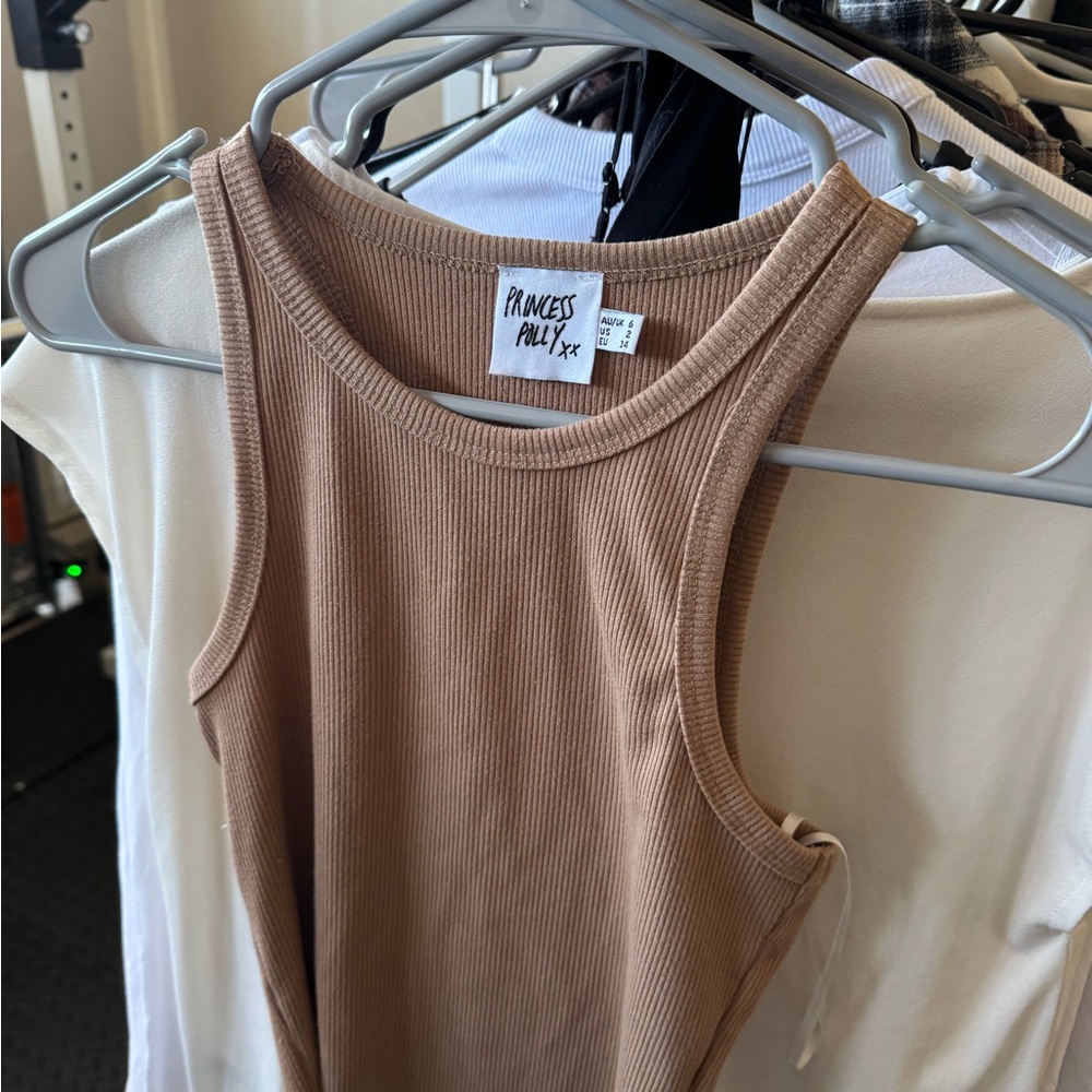 Princess Polly Ribbed Brown Tank Top